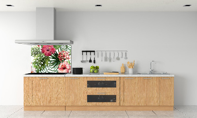 Spatscherm keuken Tropische bloemen