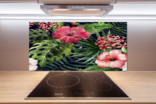 Spatplaat keuken Tropische bloemen