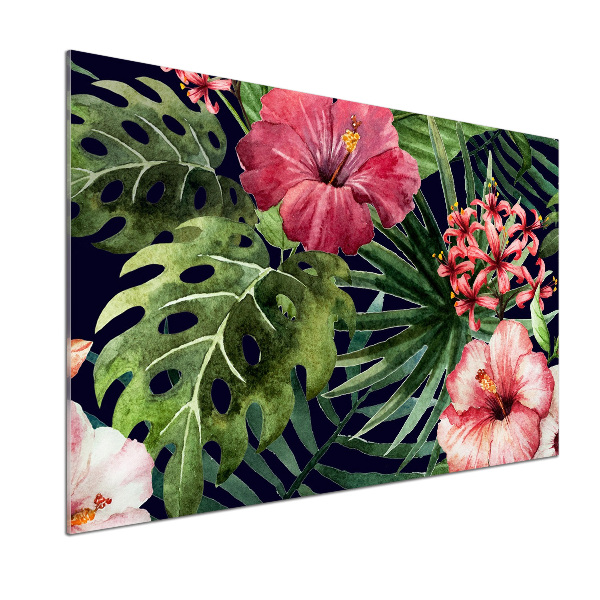 Spatplaat keuken Tropische bloemen