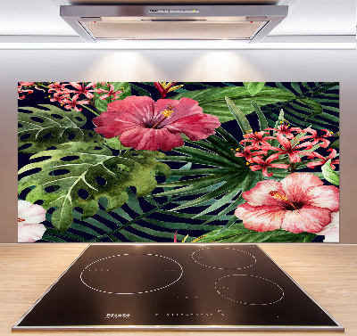 Spatplaat keuken Tropische bloemen