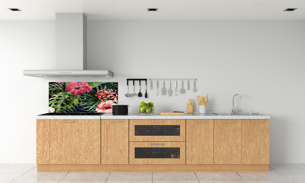 Spatplaat keuken Tropische bloemen