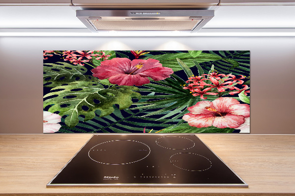 Spatplaat keuken Tropische bloemen