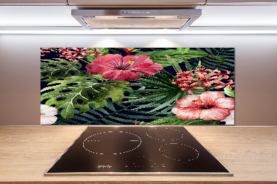 Spatplaat keuken Tropische bloemen