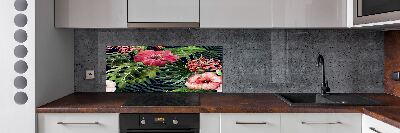 Spatplaat keuken Tropische bloemen