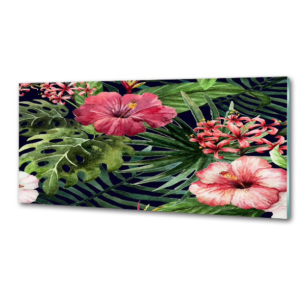 Spatplaat keuken Tropische bloemen