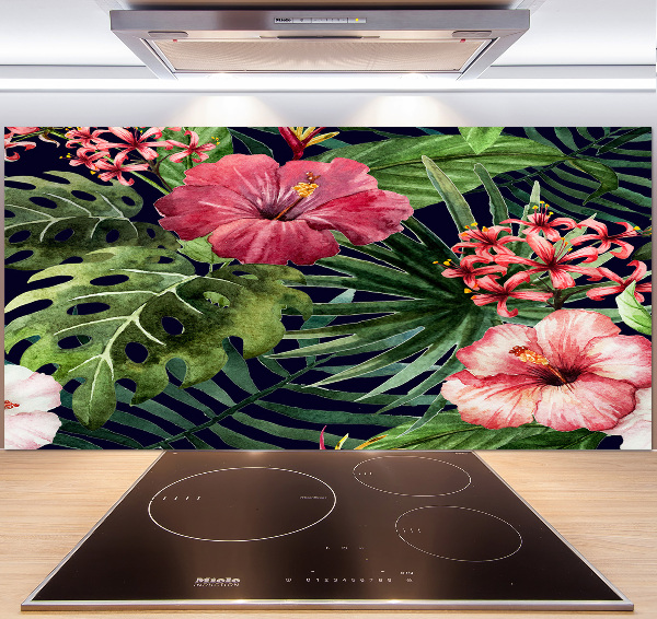 Spatplaat keuken Tropische bloemen