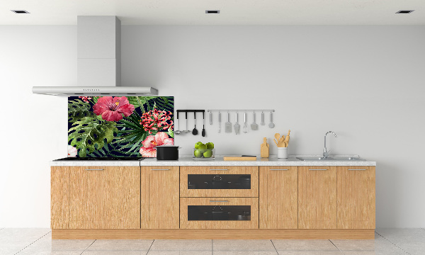 Spatplaat keuken Tropische bloemen