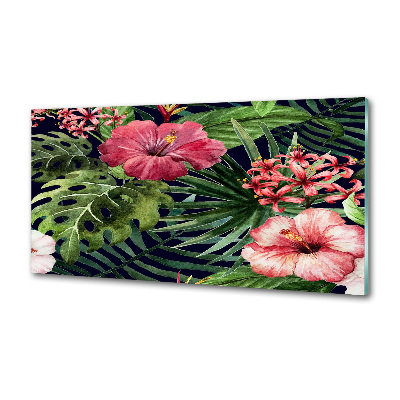 Spatplaat keuken Tropische bloemen