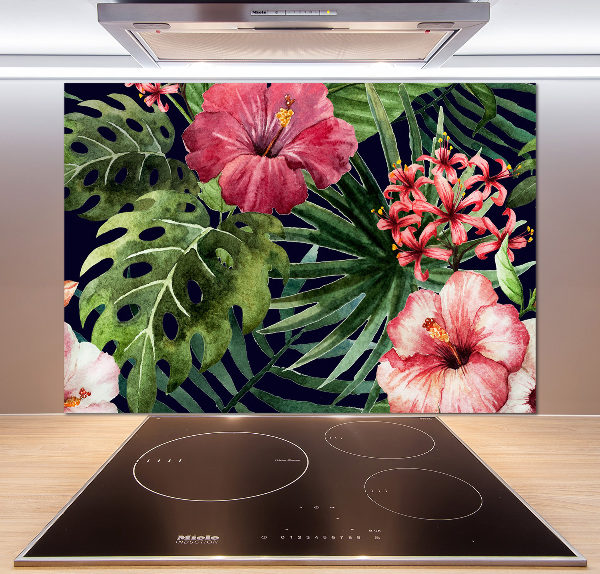 Spatplaat keuken Tropische bloemen