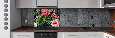 Spatplaat keuken Tropische bloemen