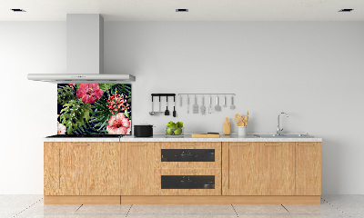 Spatplaat keuken Tropische bloemen