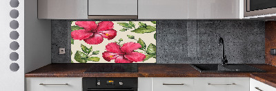 Glazen achterwand keuken Roze hibiscus