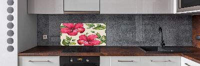Glazen achterwand keuken Roze hibiscus