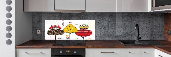 Spatscherm keuken Uilen in een boom