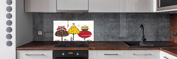 Spatscherm keuken Uilen in een boom