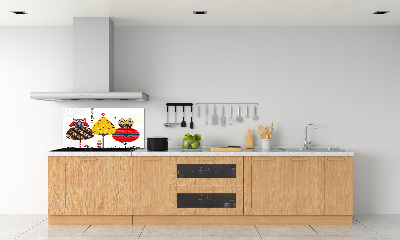 Spatscherm keuken Uilen in een boom