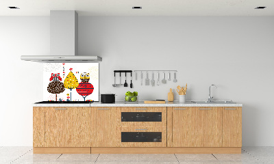 Spatscherm keuken Uilen in een boom