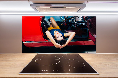 Panel do kuchni Kobieta w aucie