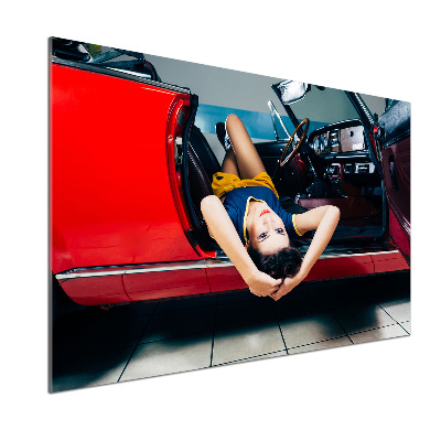 Panel do kuchni Kobieta w aucie