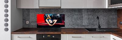Glazen achterwand keuken Vrouw in de auto
