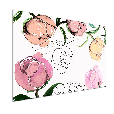 Panel dekor szkło Pąki piwonii