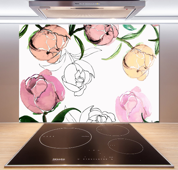 Panel dekor szkło Pąki piwonii