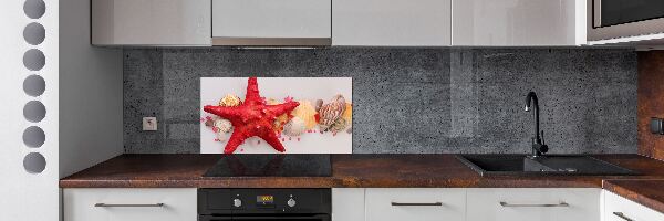 Glazen achterwand keuken Zeesterren en schelpen