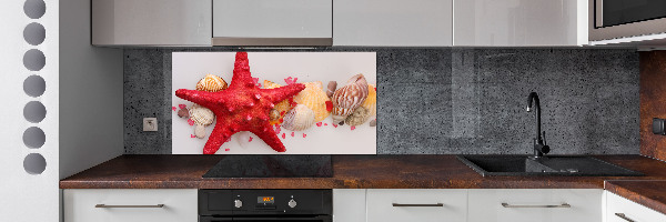 Glazen achterwand keuken Zeesterren en schelpen