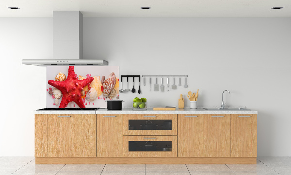 Glazen achterwand keuken Zeesterren en schelpen