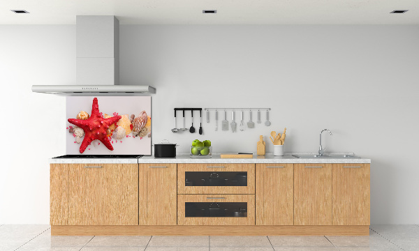 Glazen achterwand keuken Zeesterren en schelpen
