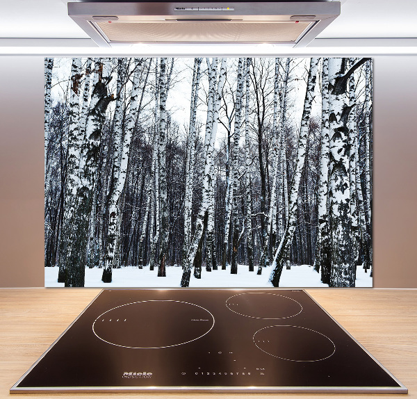 Panel dekor szkło Brzozy zimą