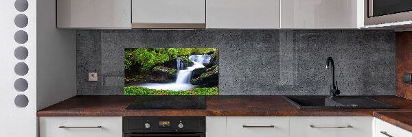 Glazen achterwand keuken Waterval in het bos