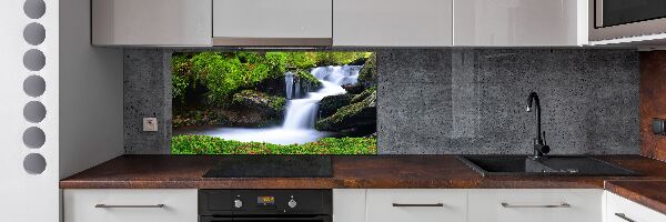 Glazen achterwand keuken Waterval in het bos