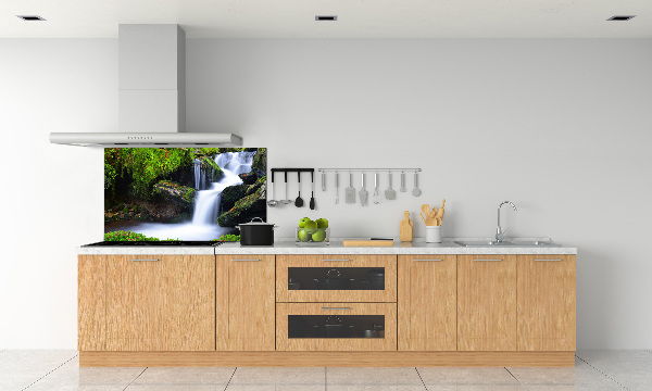Glazen achterwand keuken Waterval in het bos
