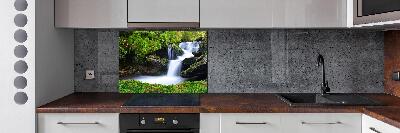 Glazen achterwand keuken Waterval in het bos