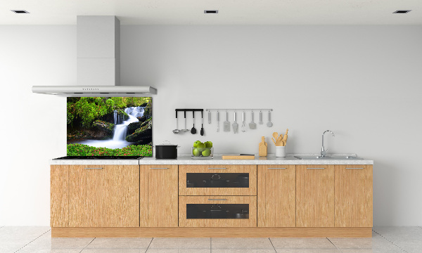 Glazen achterwand keuken Waterval in het bos