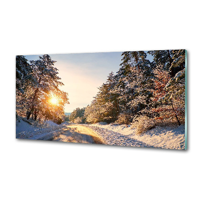 Panel do kuchni Droga w lesie zimą