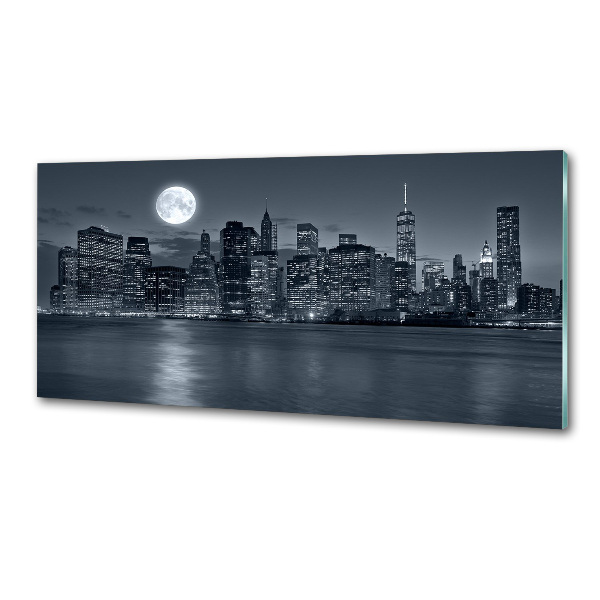 Spatscherm keuken New York 's nachts