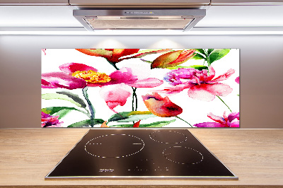 Spatscherm keuken Wilde bloemen