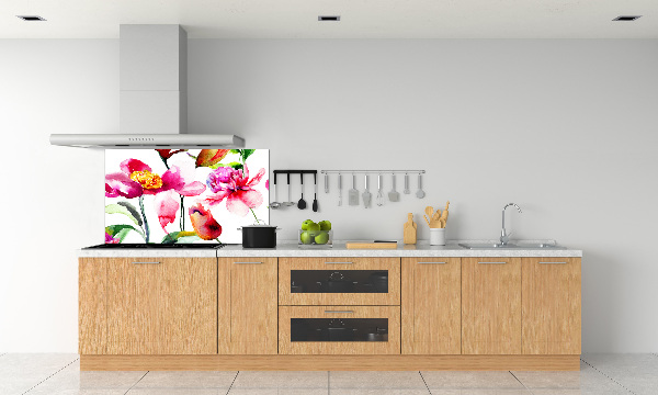Spatscherm keuken Wilde bloemen