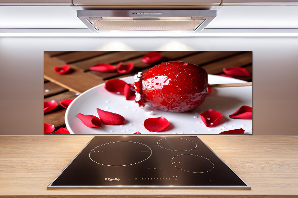 Glazen achterwand keuken Appel aan een stokje