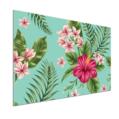 Glazen achterwand keuken Hawaiiaanse bloemen