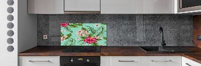 Glazen achterwand keuken Hawaiiaanse bloemen