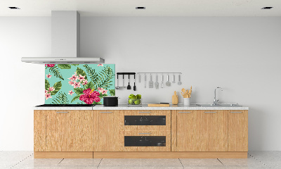 Glazen achterwand keuken Hawaiiaanse bloemen