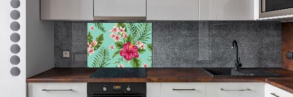 Glazen achterwand keuken Hawaiiaanse bloemen