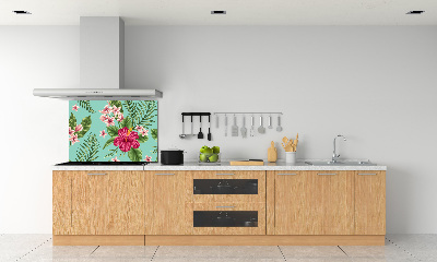 Glazen achterwand keuken Hawaiiaanse bloemen