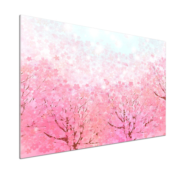 Glazen achterwand keuken Kersenbloesems