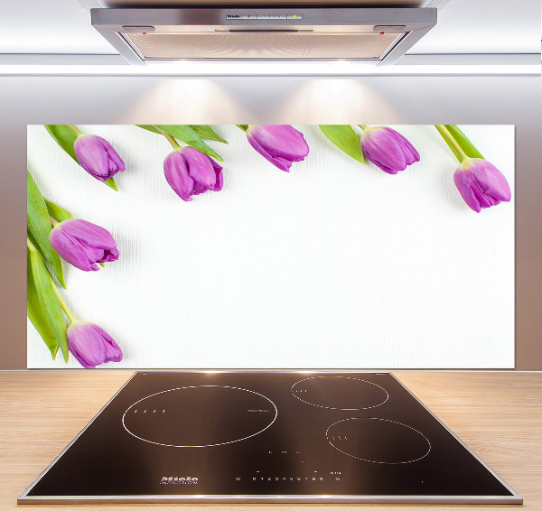 Achterwand keuken Paarse tulpen