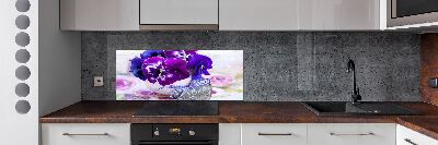 Glazen achterwand keuken Paarse viooltjes