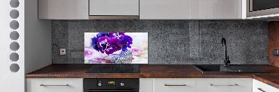 Glazen achterwand keuken Paarse viooltjes